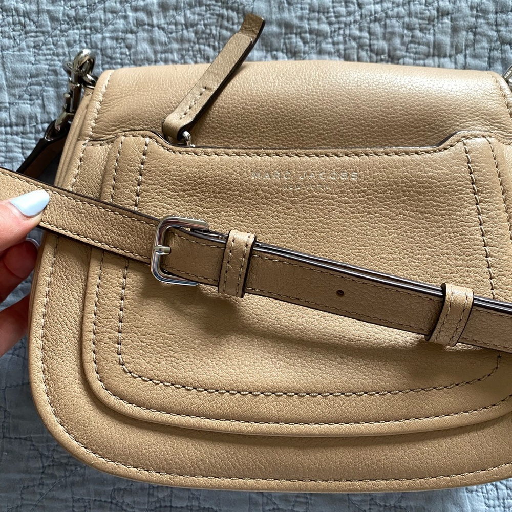 Marc Jacobs Taupe Leather Saddle Crossbody